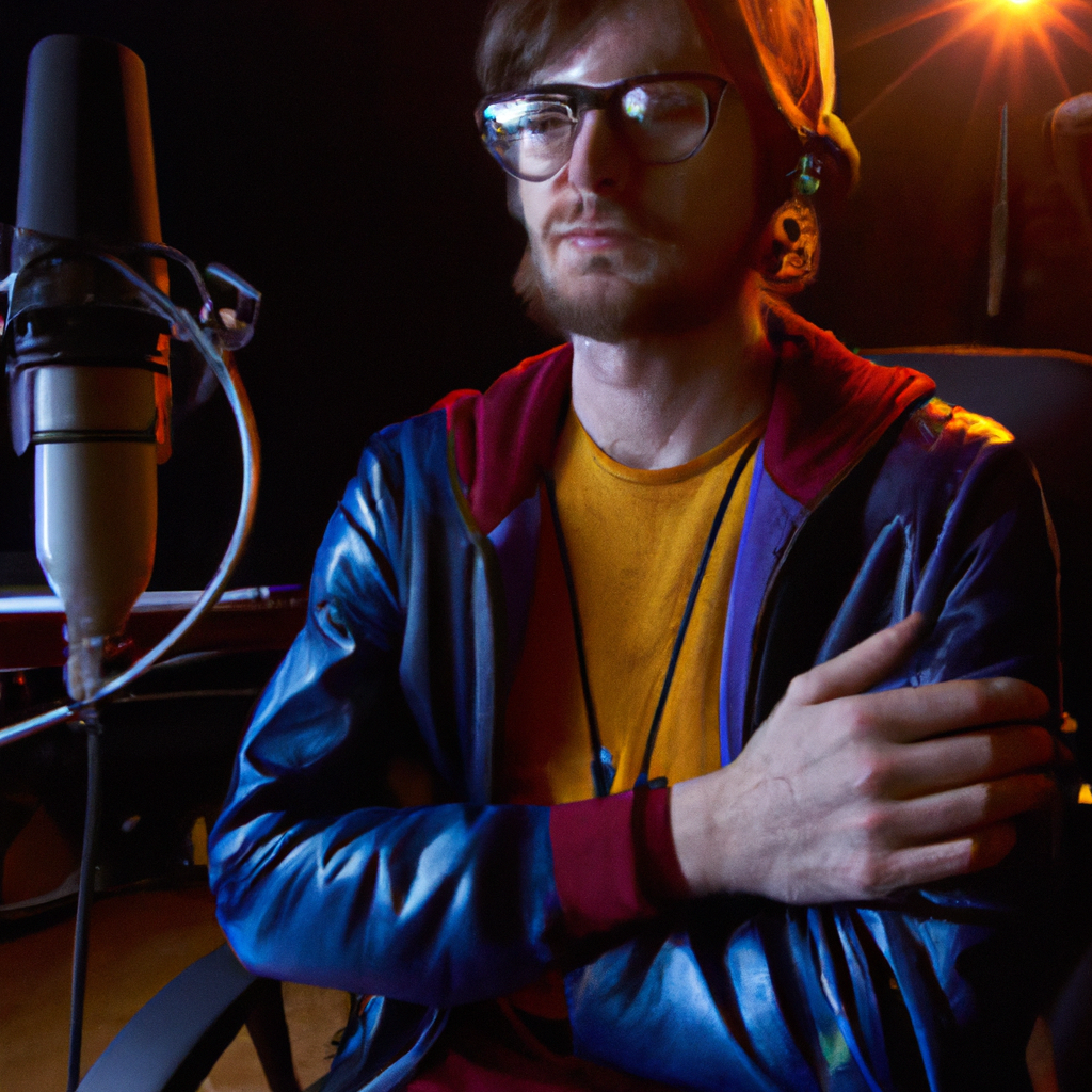 Portrait of Riley Morgan, Mastering and Live Sound Engineer, in a high-contrast studio environment